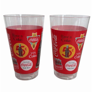 Coca-Cola Plastic Tumblers Cups Retro “Have a Coke” Artwork NEW! Set Of 2 (two)